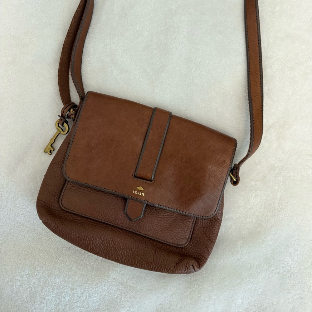 Fossil Kinley Small Fold Over Leather Crossbody Bag